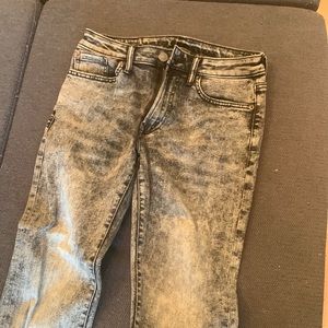 Black Acid Wash American Eagle Flex Jeans
